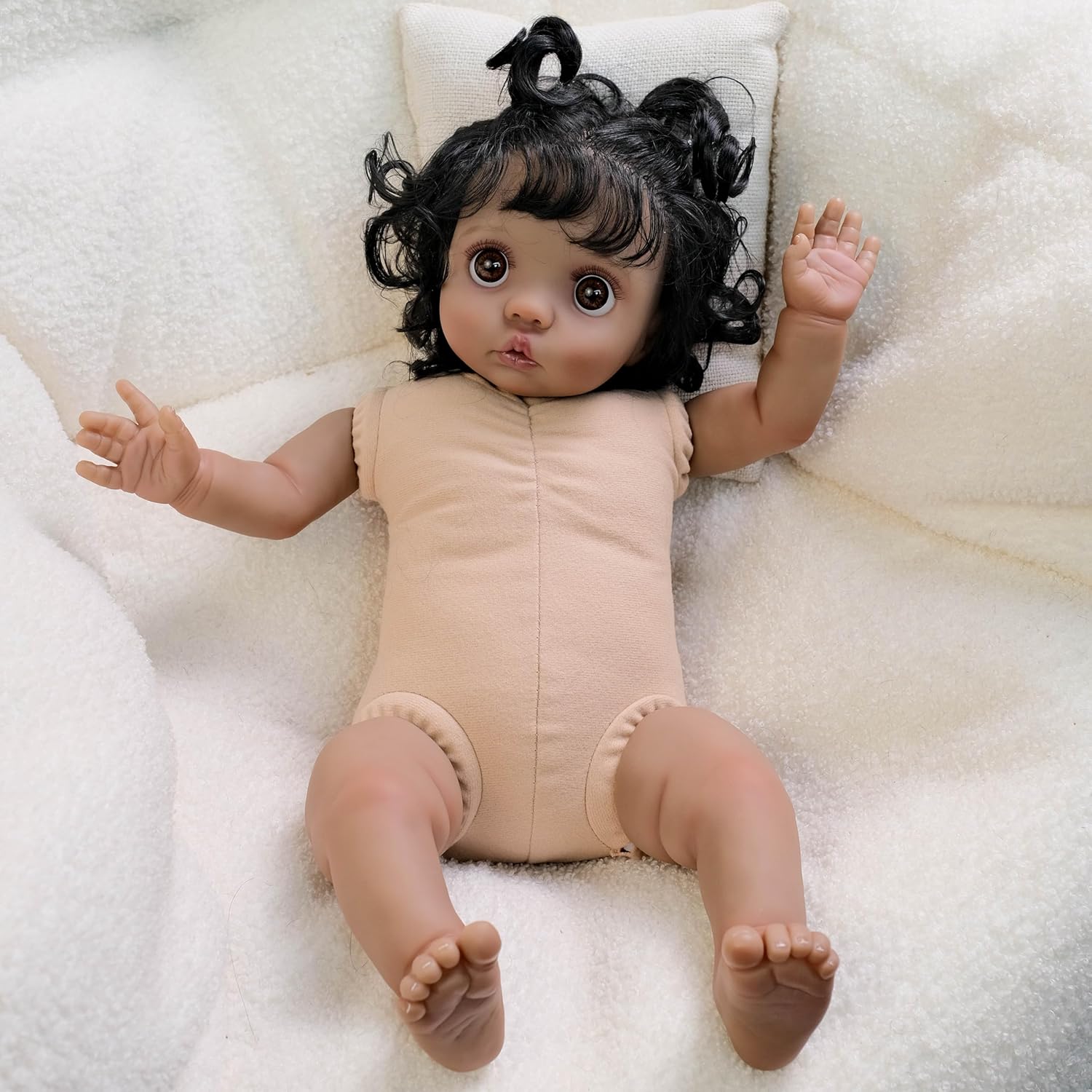 Lifelike Black Reborn Baby Doll Peeka 16 Inch Ultra-Realistic African American Newborn Doll with Curly Hair & Soft Cloth Body for Play & Display Lifelike Black Reborn Baby Doll Peeka 16 Inch Ultra-Realistic African American Newborn Doll with Curly Hair & Soft Cloth Body for Play & Display