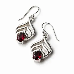 925 Sterling Silver Leaf Earrings | Handmade Gemstone Dangle Earrings