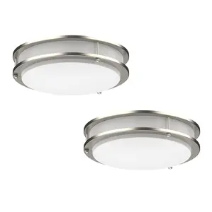 DYMOND 10 Inch (2 Pack) LED Ceiling Light Flush Mount Dimmable Surface Mount Brushed Nickel Light Fixture for Kitchen, Hallway, Bathroom, Bedroom