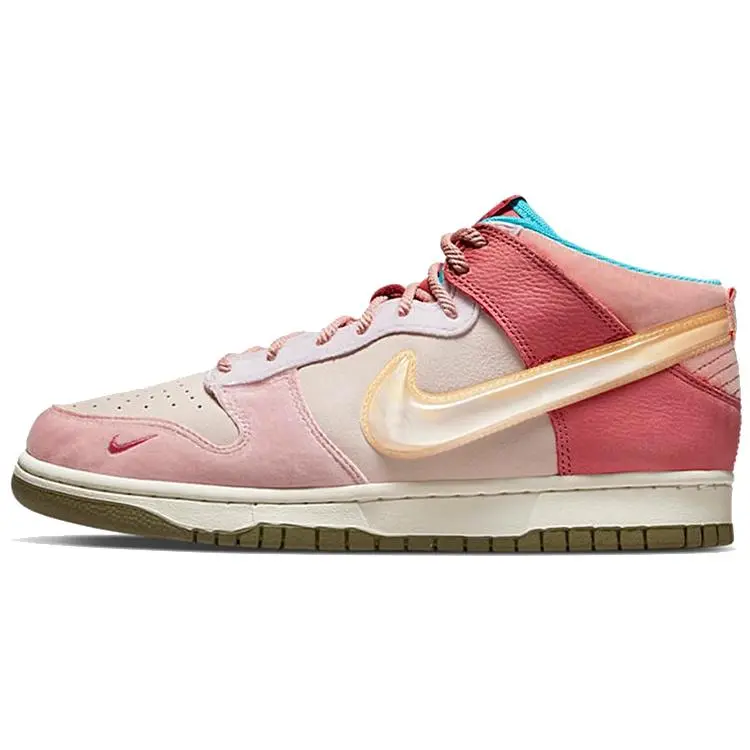 Social Status x Nike Dunk Mid 'Strawberry Milk' Men's Everyday Sneaker with Layered Textures, Hidden Design Elements, and Cushioned Midsole