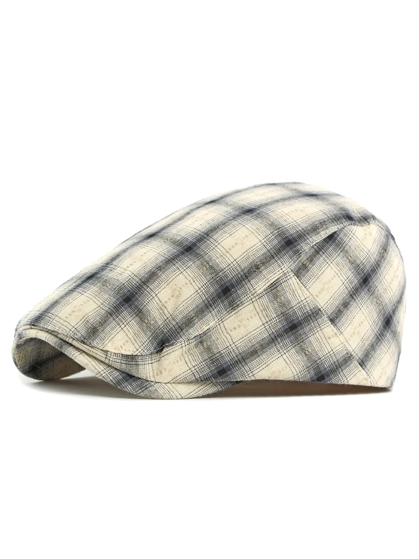 Mens Plaid Newsboy Cap Flat Cap Adjustable Ivy Gatsby Cabbie Driving Performance Golf Hat Beret Duckbill Hat Premium Caps