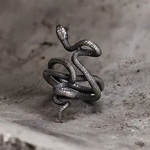 GTHIC Retro Wild Snake Stainless Steel Animal Ring Spirit Animal Jewelry for Men Women Daily Wear