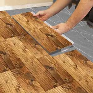 5/10/20 pcs Wood Grain Pattern Floor Sticker, Vinyl Plank, Thickened Frosted Vinyl, Strong Adhesion, Easy Maintenance, Suitable For Living Rooms, Bathrooms, Bedrooms