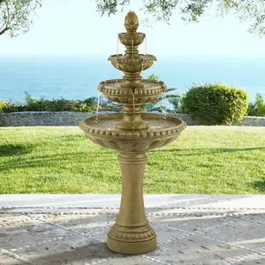 Sag Harbor Italian Outdoor Floor Water Fountain 66" High with LED Light 4 Tiered Decor for Garden Patio Backyard Deck Home