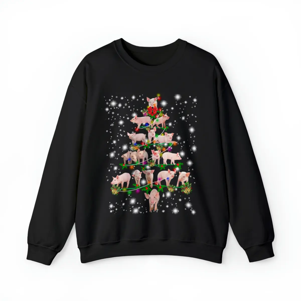 Pig Tree Christmas Sweater Xmas Pig Sweatshirt, Pig Lover Gift, Pig Christmas Sweatshirt, Unisex Crewneck Sweatshirt