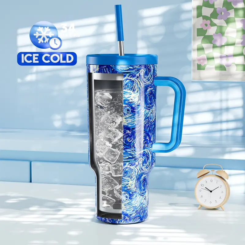 40oz Vacuum Flask, Vacuum Insulated Tumbler, Stainless Steel Water Bottle with Handle, Large Capacity Drinking Cup for Home Office Outdoor Camping 2