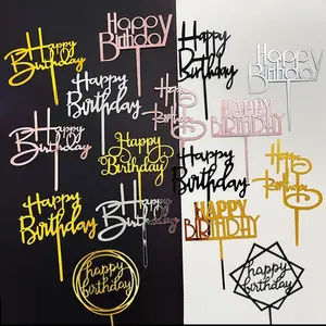 10 Pieces Happy Birthday Cake Toppers, Acrylic Material Cake Topper Happy Birthday Topper Cake Decoration for Birthday Theme Party