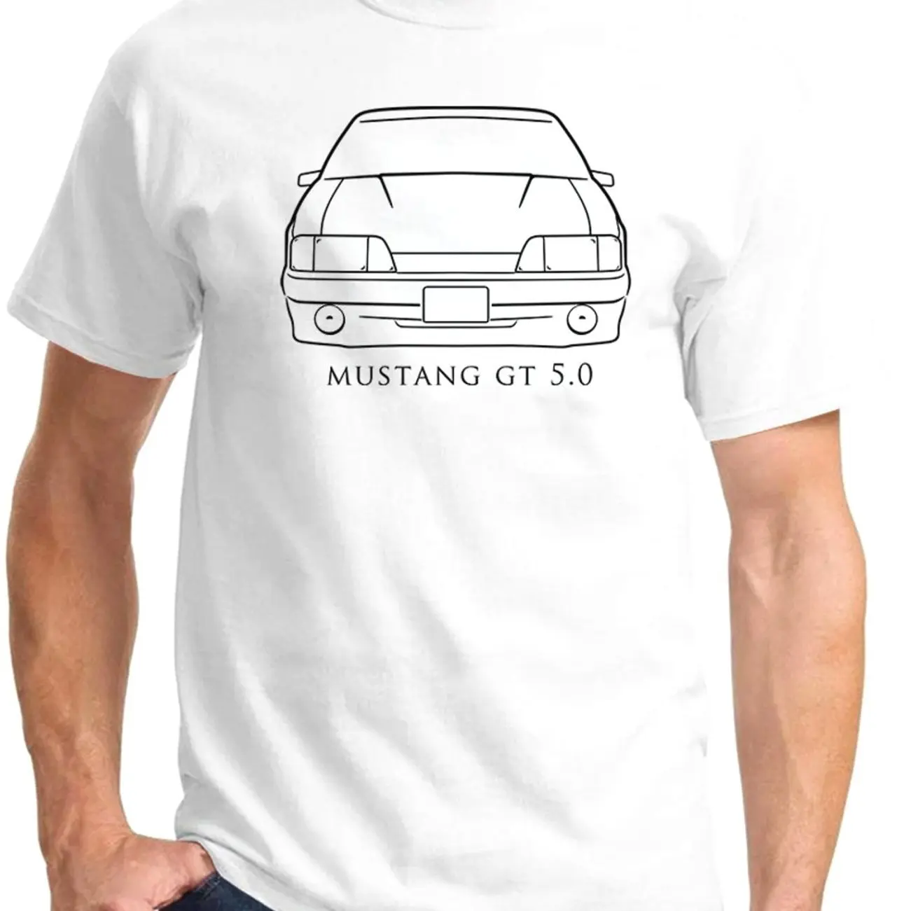 1987-93 Ford Mustang GT 5.0 Classic Front End Profile Design Tshirt Sweatshirt Hoodie, Classic Muscle Car Enthusiast and Fans Gift