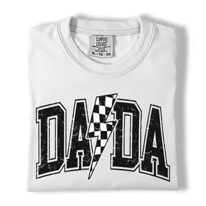Comfort Colors Dad Shirt, Checkered Lightning Bolt Dada Graphic Tee, Father's Day Gift