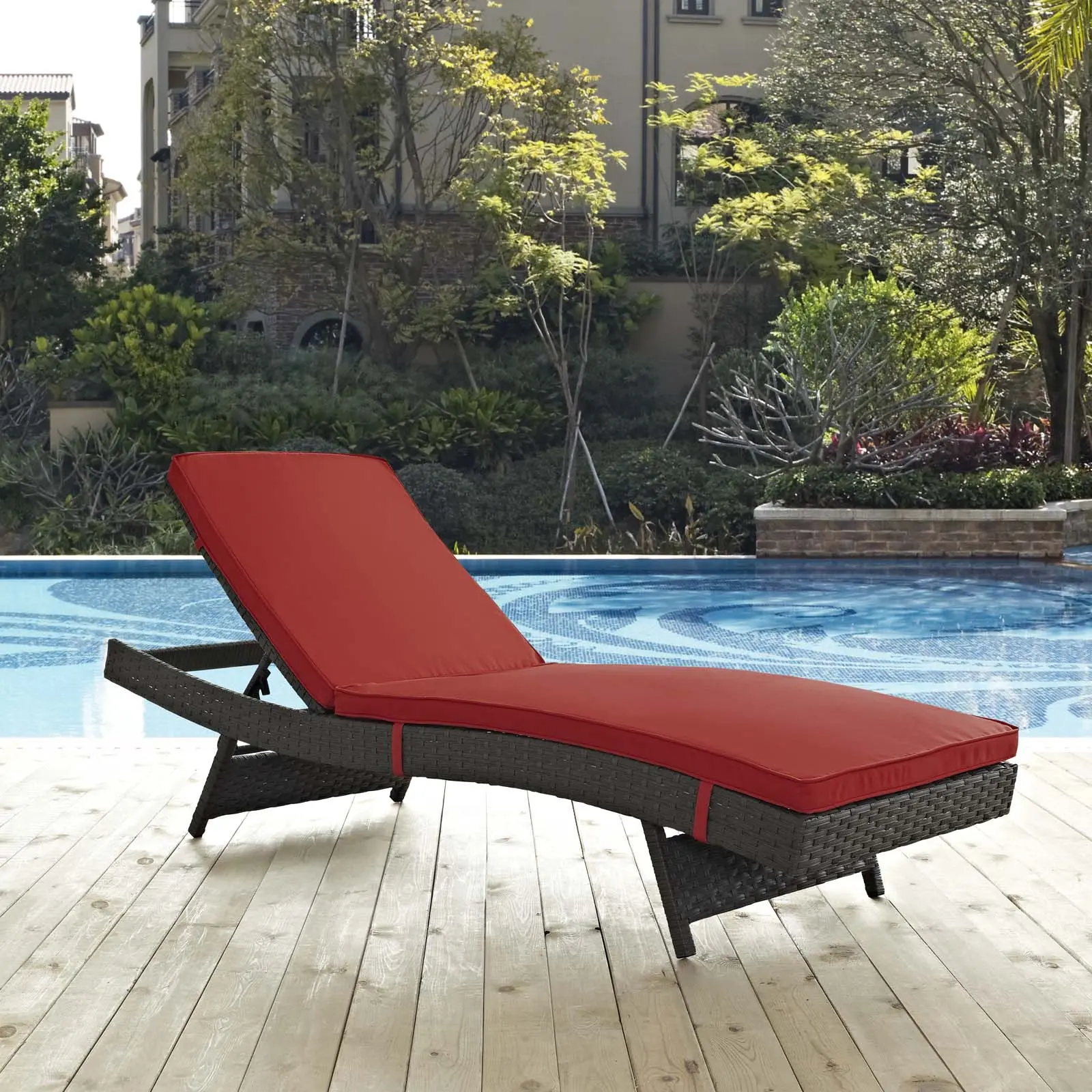 Modway Sojourn Outdoor Patio Sunbrella® Chaise in Canvas Red