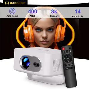 [US warehouse] Magcubic Auto Focus HY300MAX Projector 8K Decode HD 400ANSI Allwinner H726 Android 14 with 0.8:1 Throw Ratio Dual WiFi6 BT5.4 Auto Keystone HDR/HDR10+/HLG Native 720P Built-in Speaker Portable Mini Home Cinema Movie Outdoor