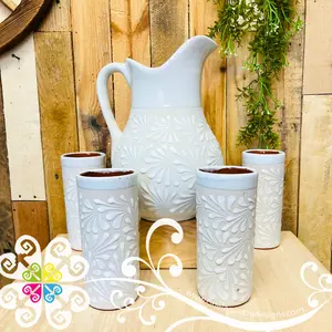White Espiga Pato Pitcher Set - 4 Cups