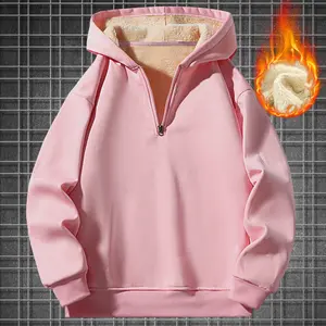 Men's Solid Color Hooded Sweatshirt Long Sleeve Sports Shirt with Fleece Lining - Winter Warm Pullover, Men's Top Long Sleeve, Front Pocket, Machine Washable, Autumn and Winter Casual Regular Fit Knitted Hoodie