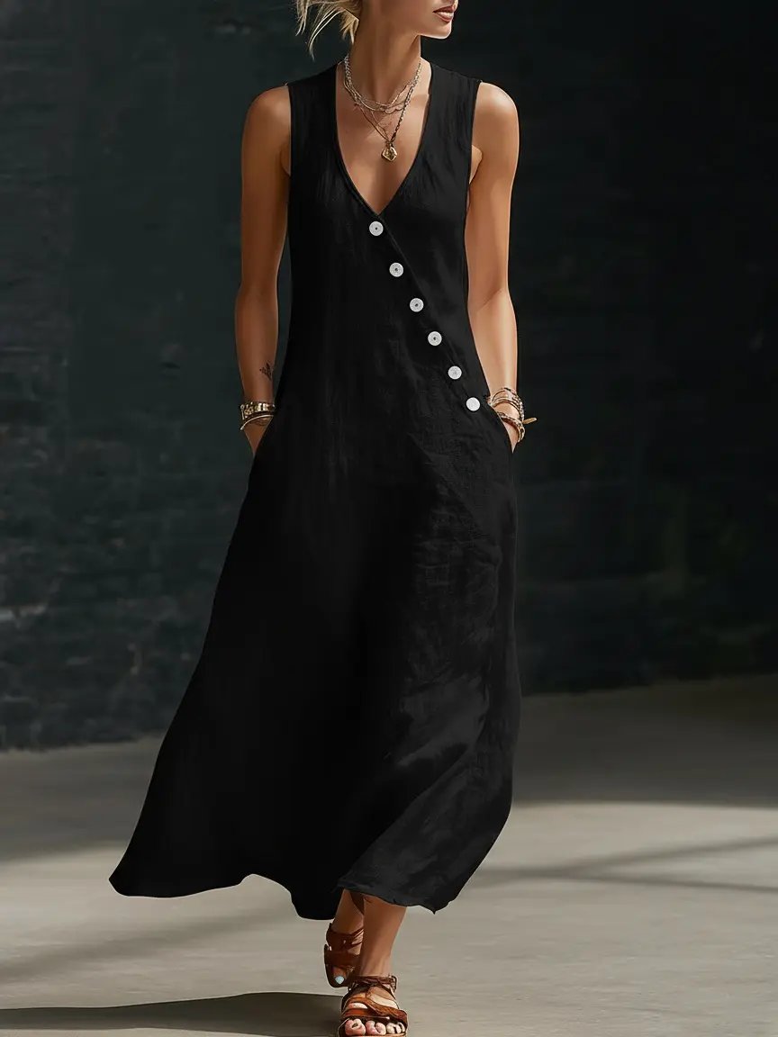 Boho Maxi Dress - Perfect for Beach, Vacation & Brunch! Sleeveless V-Neck Button Detail Casual Dress with Pockets # SleevelessDress # CasualDress # SummerDress # BohoFashion # VNeckDress # DressesForWomen # Outfit of the Day. - TikTok Shop Boho Maxi Dress - Perfect for Beach, Vacation & Brunch! Sleeveless V-Neck Button Detail Casual Dress with Pockets # SleevelessDress # CasualDress # SummerDress # BohoFashion # VNeckDress # DressesForWomen # Outfit of the Day. - TikTok Shop