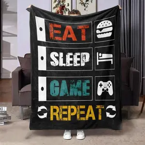 Game Console Pattern Blanket, Soft Throw Blanket, Air-conditioned Room Blanket, Warm Nap Blanket for Home Office Travel Camping