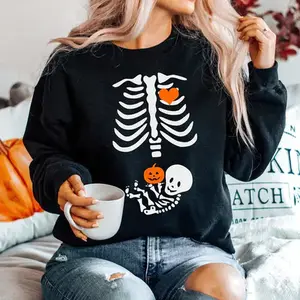 Skeleton Halloween Maternity Sweatshirt, Funny Pregnancy