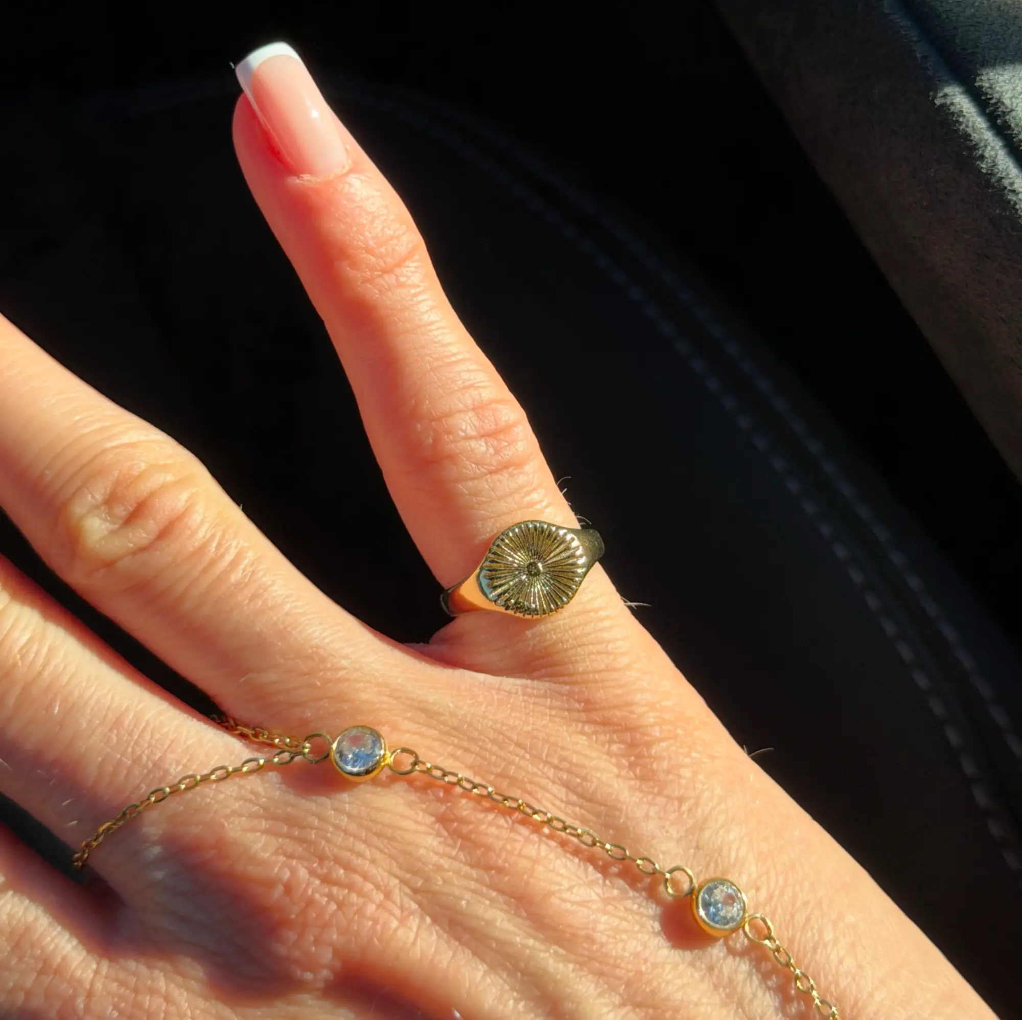 EVRY JEWELS Gold or Silver Plated Women's Helios Pinky Ring
