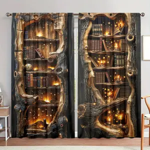 Vintage Wood Carving Bookshelf Decorative Curtain, Retro Style Wooden Shelf for Home Decoration, Unique Wall Hanging Art Piece
