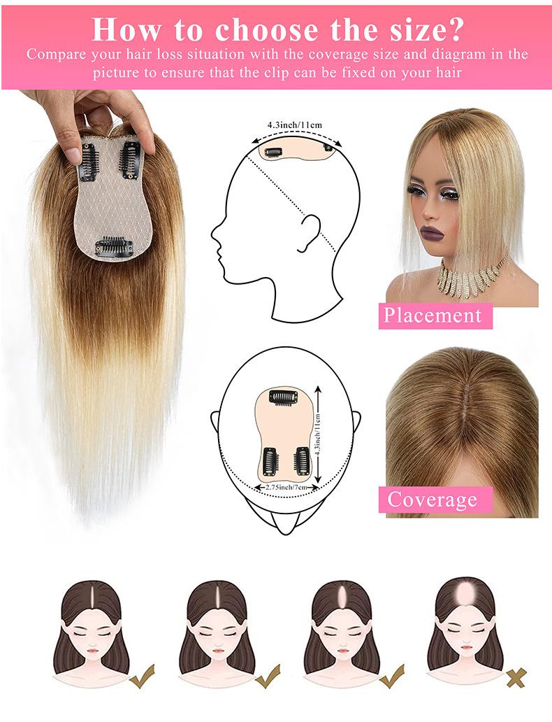 "100% Human Hair 3D Air Bangs Middle Part Clip-In Fringe Extensions, 7×11 Hand-Tied Hair Topper, Invisible T-Shape Secure Clips, Natural Seamless Look for Women 8-12 Inch "	