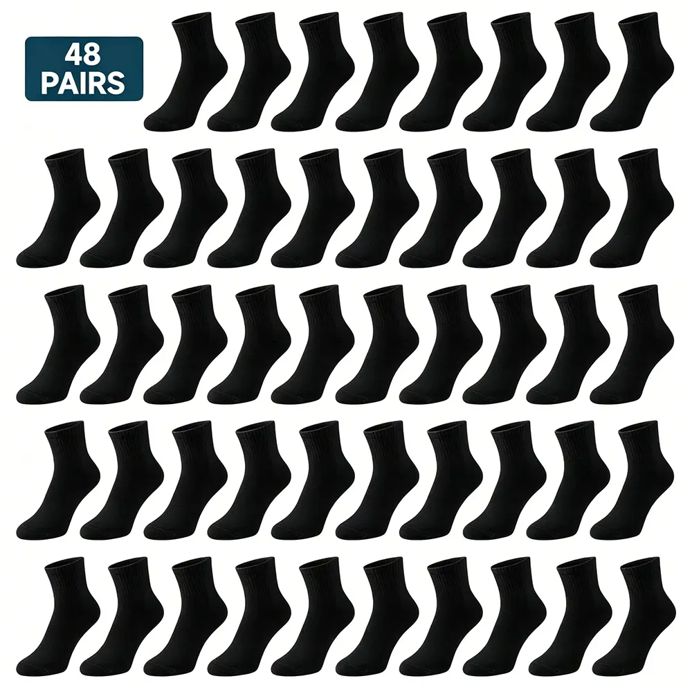 48 Pairs Everyday Athletic Socks for Men Women, Moisture Wicking Quarter Ankle Socks, Comfortable Sports Gym Running Casual Socks