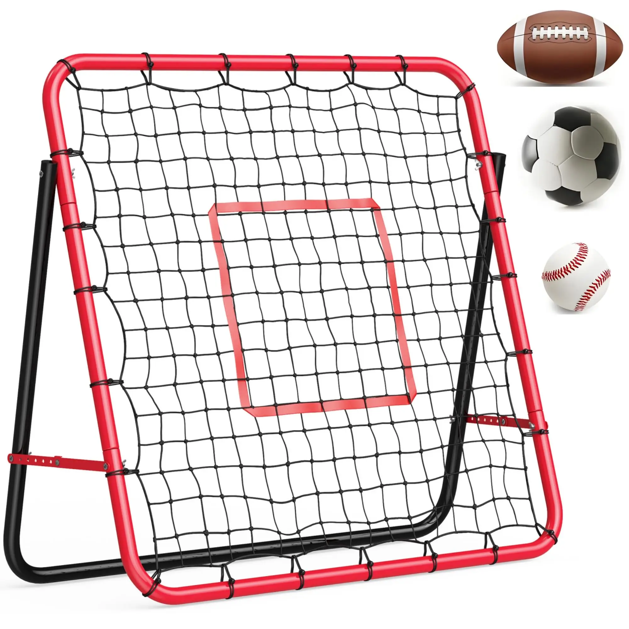 Heavy Duty Adjustable Football & Soccer Bounceer Net – Dual-Surface Bounce Back Trainer for Solo or Team Practice – Portable, Easy Setup – Improves Passing, Throwing, Ball Control – Ideal for Backyard, Field, Garden