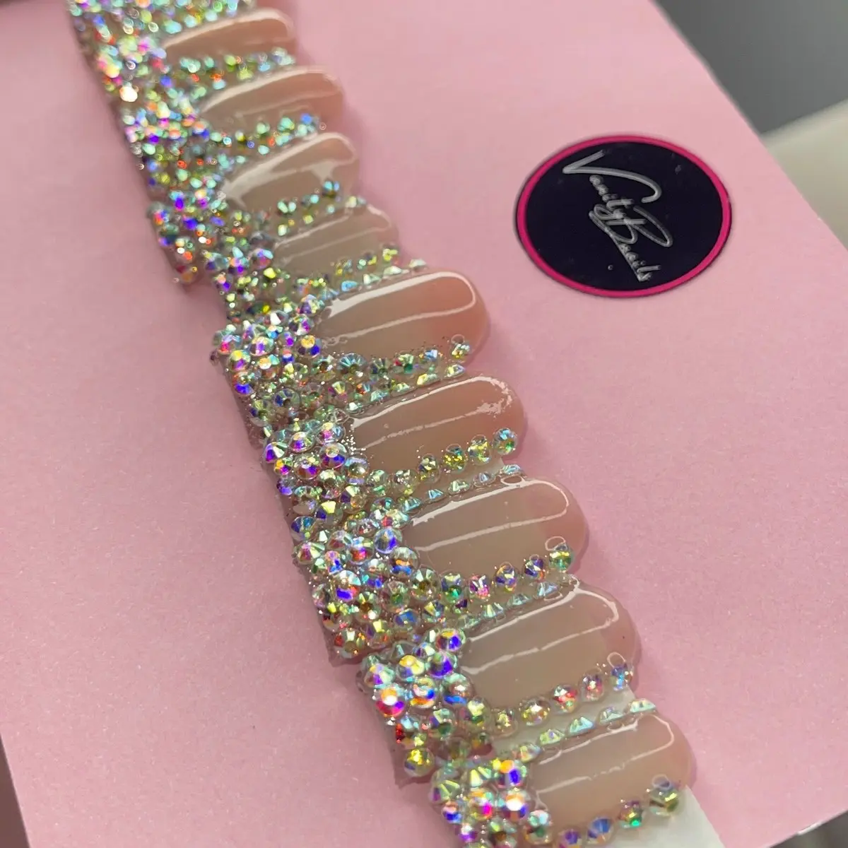 Medium Length Rhinestone Press On Nails Long-lasting