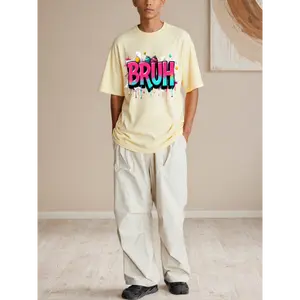 Men's 100% Pure Cotton Loose Cartoon Printed Short-sleeved T-shirt - Summer Couple's Round Neck Casual Wear, Machine Washable, Couple Match