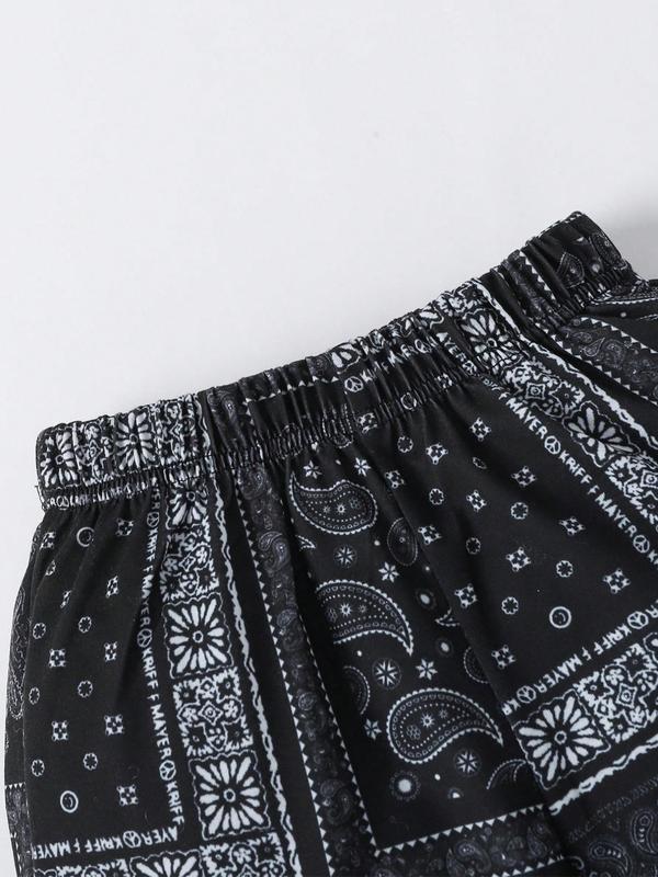 Boy's Ethnic Pattern Shorts, Casual Elastic Waist Beach Shorts for Summer, Kids Bottoms for Daily Wear