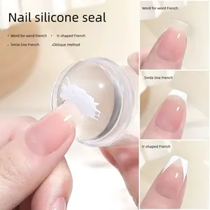 Professional French Manicure Stamp Kit - Food-Grade Silicone Heads, Non-Stick Design, Includes Scraper, Customizable Smile Line Template, Anti-Slip Grip, Quick Embossing & Beginner Guide, Easy DIY Nail Art Tools, French Tips Nails