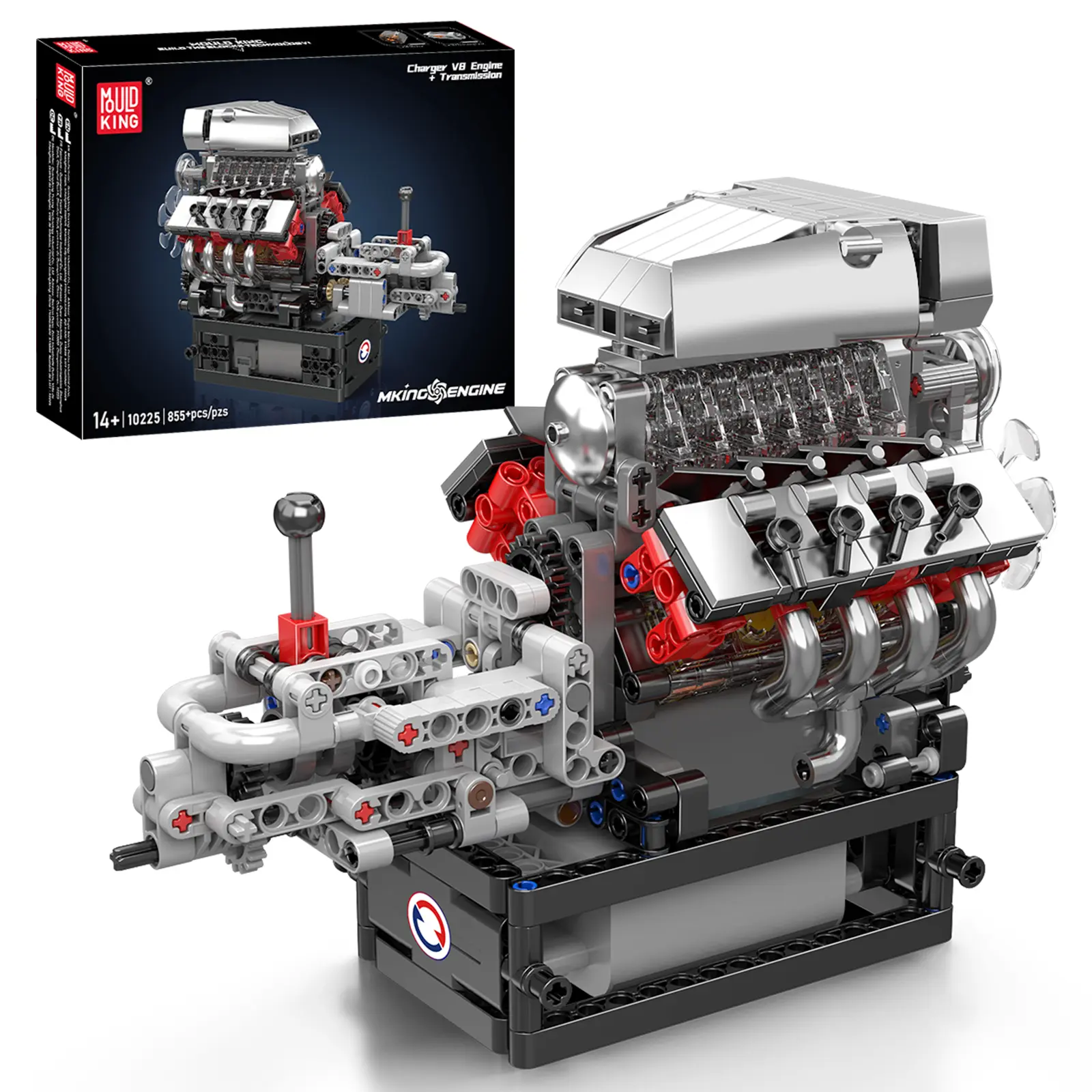 Mould King 10225 Technik V8 Motor Building Blocks Toy, 855-Piece App-Controlled Electric Drive Construction Kit, Boy Gifts for Ages 8+, Teenage Boy Gifts