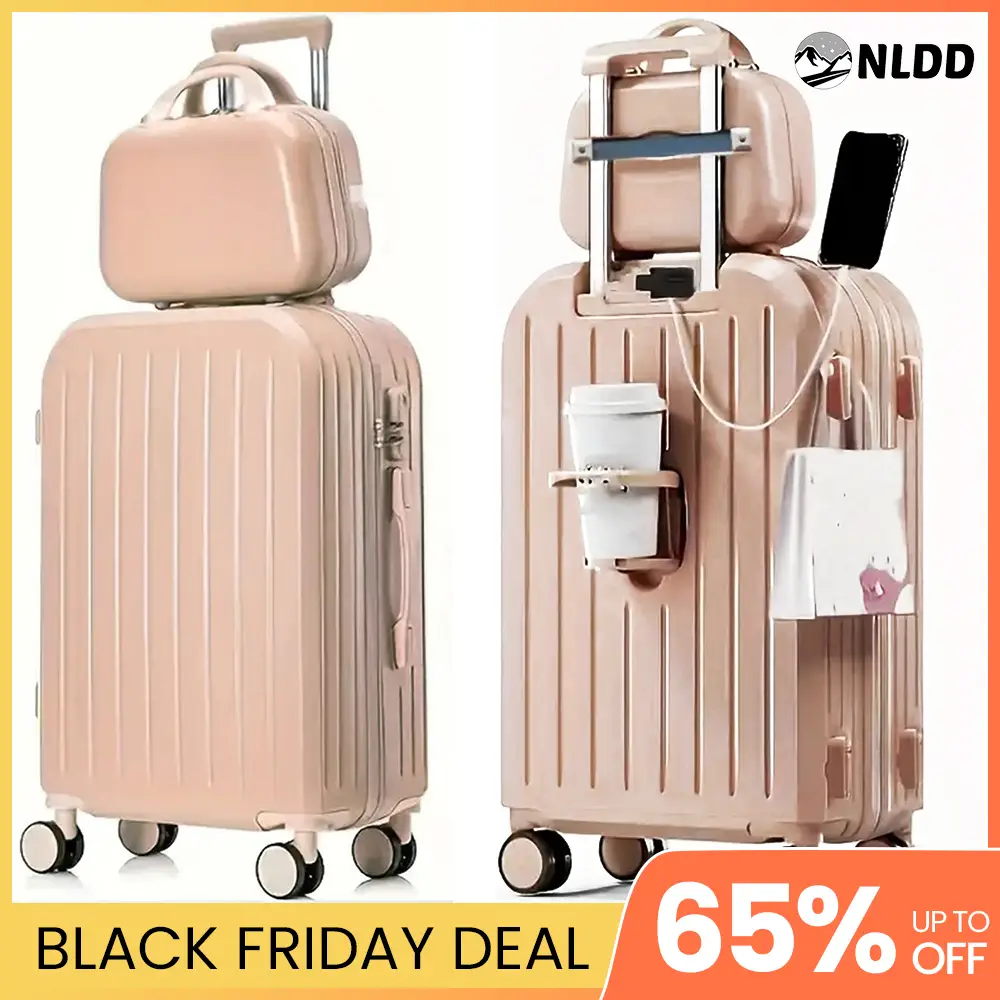 NLDD 20-inch 2 Piece ABS+PC Hardshell Luggage Set in Classic Design, Elegant and Durable Suitcases, Luggage with one handbag set, Cabin Size Travel Es