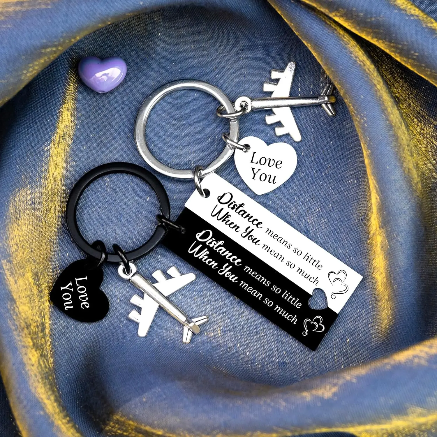 Couple Keychain Long Distance Relationship Gifts for Girlfriend Boyfriend His And Hers Matching Keychains Going Away Gifts for Couple Unique Birthday Anniversary Christmas Gift
