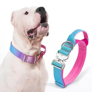 Medium-Large Dog Collar, Fashion Gradient Color Dog Collar, High Strength Metal Buckle Tactical Collar for Medium-Large Dogs