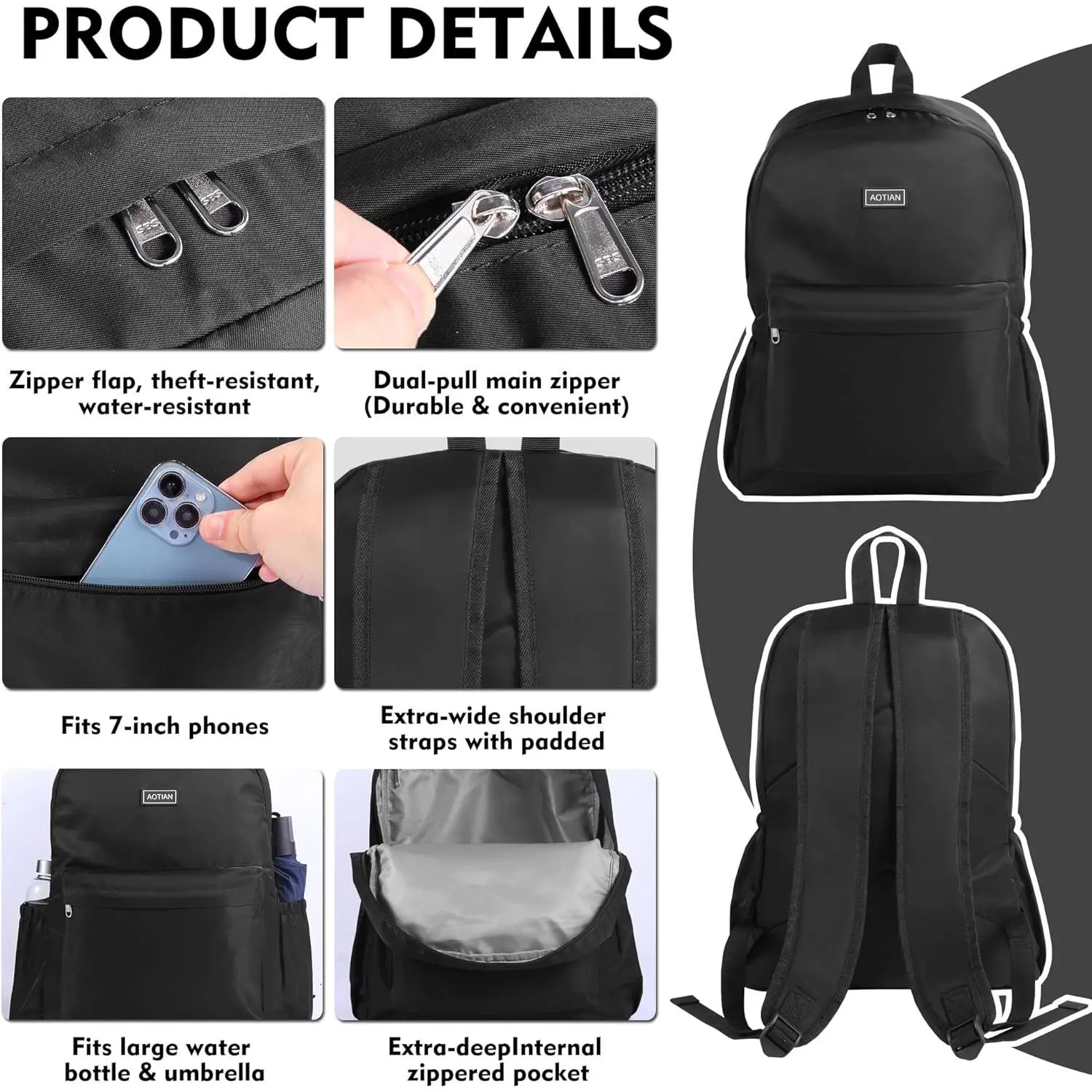 17-Inch Durable Lightweight Adult External Frame Backpack with Pocket, Tactical MOLLE System & Shoulder Strap, Daypack for Hiking, School Use, Tactical Accessories, Adults