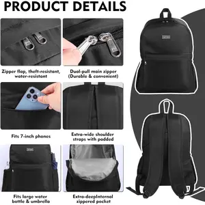 17-Inch Durable Lightweight External Frame Backpack for Adults, Daypack for College, Hiking