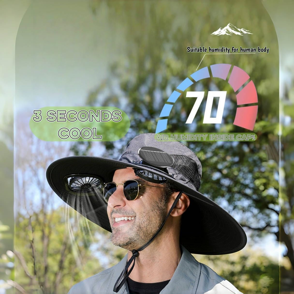 Solar Fan Outdoor Fishing Hat-Solar Sun Protection Sun Hat with Fan Solar Fan Hat Dual Power Supply Fan Outdoor Fan