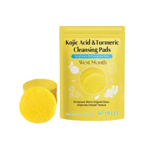 Kojic Acid Cleansing Pads, 60pcs/set Gentle Exfoliating Facial Pads, Deep Cleansing Facial Pads, Facial Skin Care Product for Women & Men, Makeup Remover