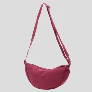 Simple Style Nylon Small Travel Sling Bag Hobo Crescent Crossbody Bag for Women Purses Trendy Men