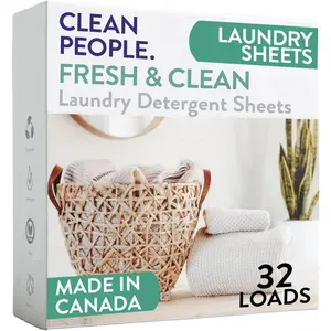 The Clean People Laundry Detergent Sheets - Laundry Soap - Ultra Concentrated, Recyclable Packaging, Stain Fighting - Fresh Scent, 32 Pack