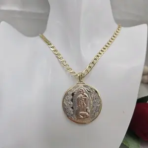 valdiviajewelry #2413 Virgin of Guadalupe tree color necklace and pendant, 14k gold plated, high quality