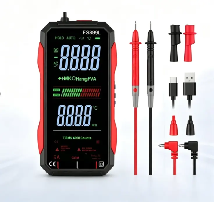 Fully Automatic 4.8-in Color Digital Multimeter - 6000 Counts Auto Detect Smart Voltage Tester for Home, Professional Electrical Testing