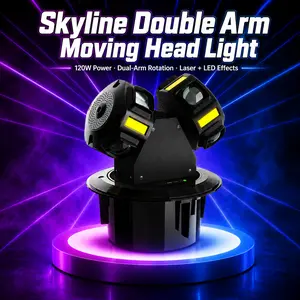 120W LED Moving Head Stage Light, 8x10W RGBW Wash & 8x10W Golden Strobe with Red Green Laser, Sound Activated Auto mode DMX Control for Wedding, Party, Bar, Club, Live Show, Professional DJ Lighting