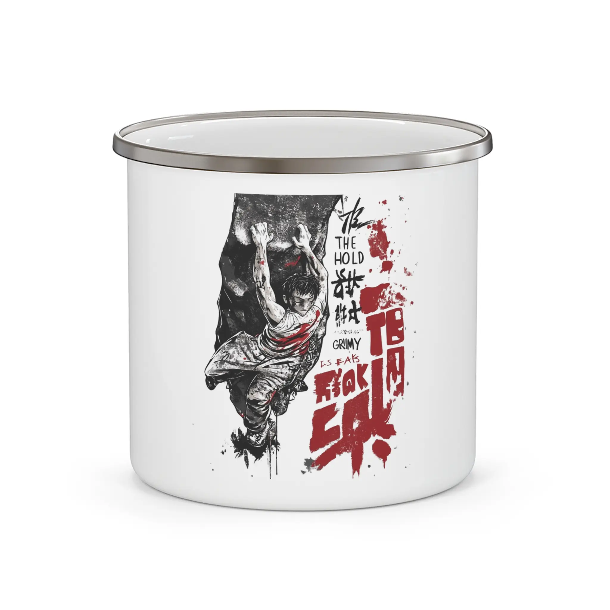 Climbing Rock Brawler Enamel Mug | Climb Hard Graphic