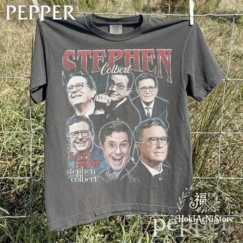 Stephen Colbert Vintage Bootleg T-Shirt, 90s Rap Tee Style, Retro Late Show Fan Shirt, Comedian Homage Graphic Tee