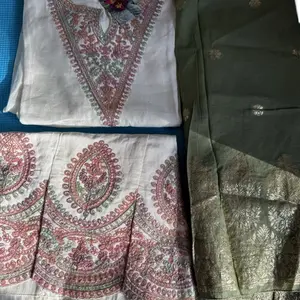 Cream white Kurtha set  and Garara/ sarara pant with thread embroidery