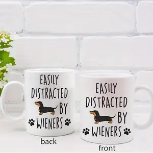 Cup - 11oz Ceramic Coffee Mug with Dishwasher & Microwave Safe, Double-Sided Dachshund Design, Reusable, Washable, Printed
