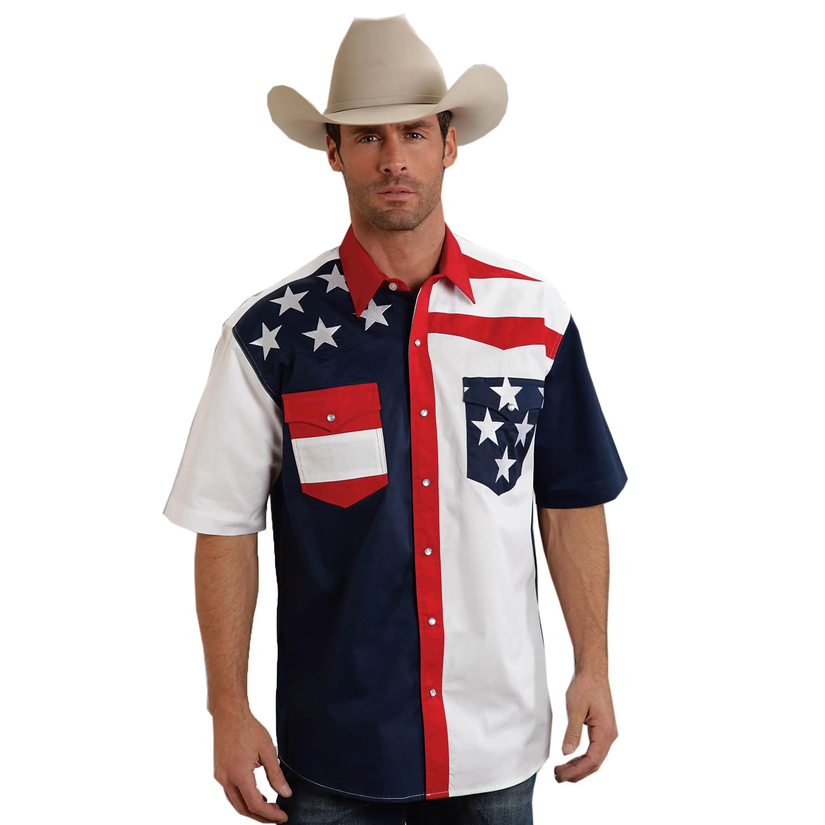Men's Roper "Stars & Stripes" Short Sleeve Snap Shirt