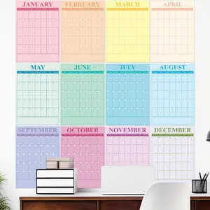 2026  Wall Calendar Undated Large 12 Month Dry Erase Blank Vertical Planner 2026 Yearly Wall Calendar Big 16 x 12 Inch Monthly Planner for Office  School Classroom Planning (Pastel)