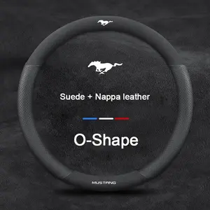 Suede Car Steering Wheel Cover Nappa Leather Anti-Slip Protector Fits For Ford Bronco ST Mondeo EXPLORER EDGE Fiesta Focus Kuga Ranger F150 Fusion Mustang Ecosport ESCAPE Auto Interior Accessories