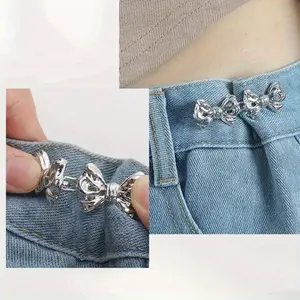2pcs Adjustable Waist Buckle Bow Buttons, Adjust Pants and Skirt Waists, Tighten Jeans Without Sewing